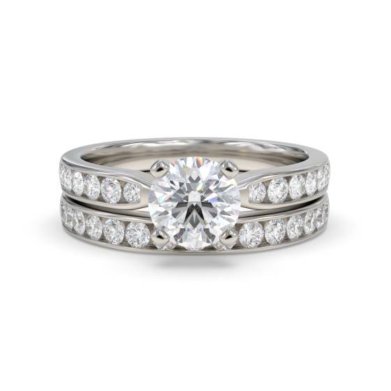 Runder Diamant-Schulterring mit passendem Band