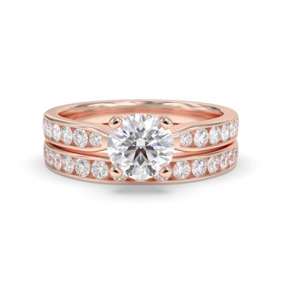 Runder Diamant-Schulterring mit passendem Band