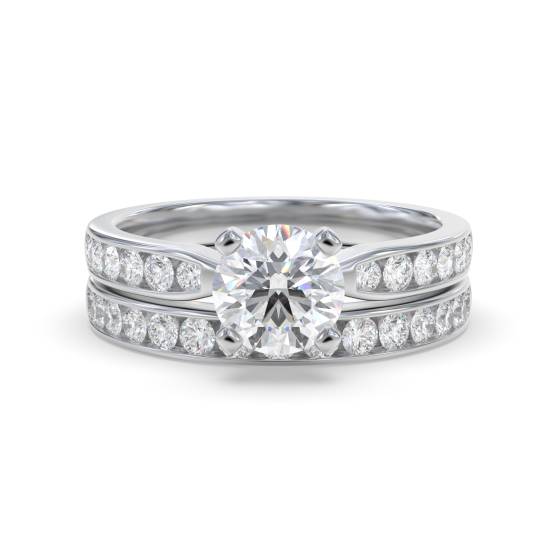 Runder Diamant-Schulterring mit passendem Band