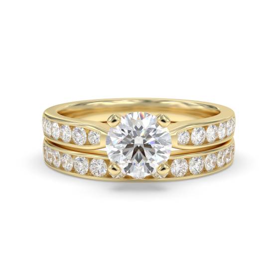 Runder Diamant-Schulterring mit passendem Band