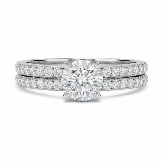Runder Diamant-Schulterring mit passendem Band