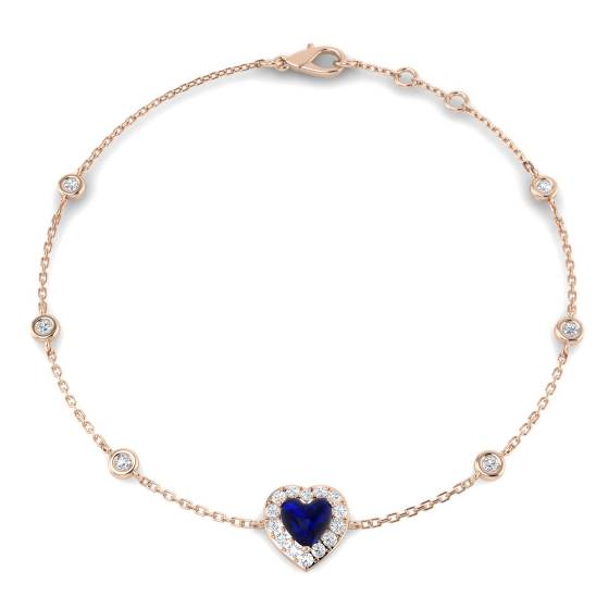 Armband mit herzförmigem blauem Saphir