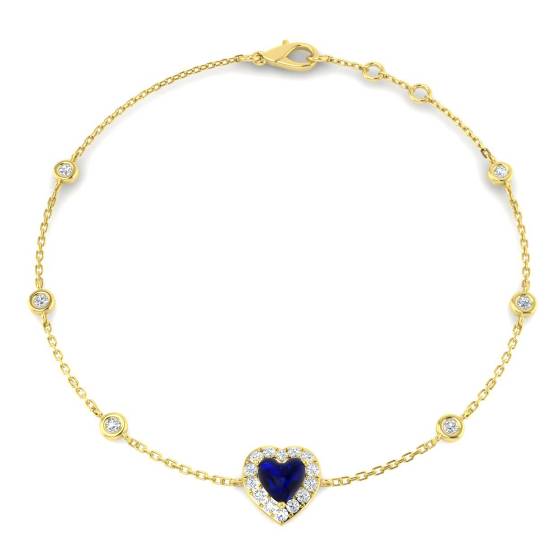 Armband mit herzförmigem blauem Saphir