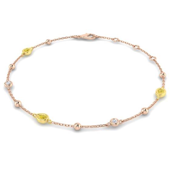 Armband mit birnenförmigem gelbem Diamanten