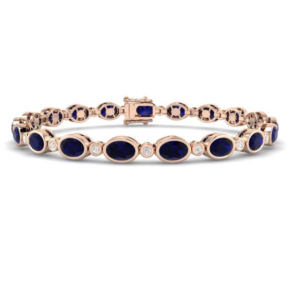 Armband mit ovalem, blauem Saphir