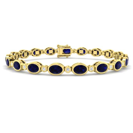 Armband mit ovalem, blauem Saphir