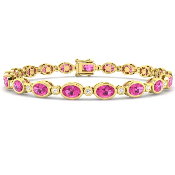 Armband mit ovalem rosa Saphir
