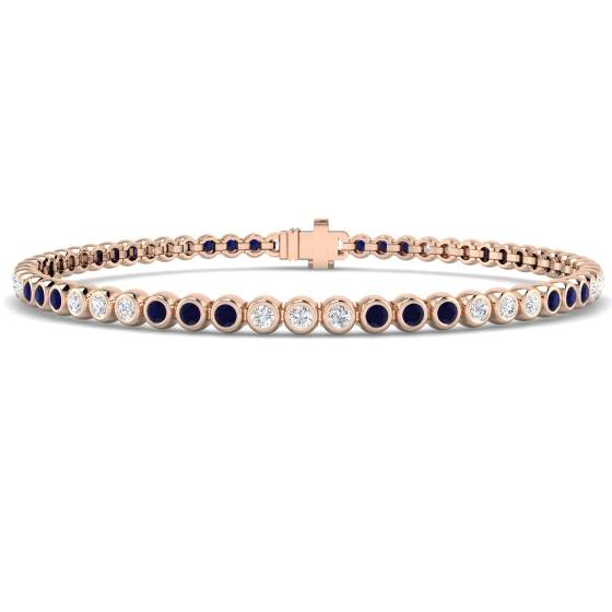 Armband mit rundem, blauem Saphir