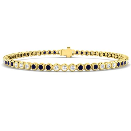 Armband mit rundem, blauem Saphir