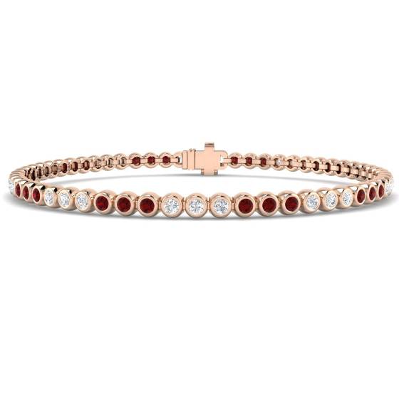 Armband mit rundem Rubin-Edelstein