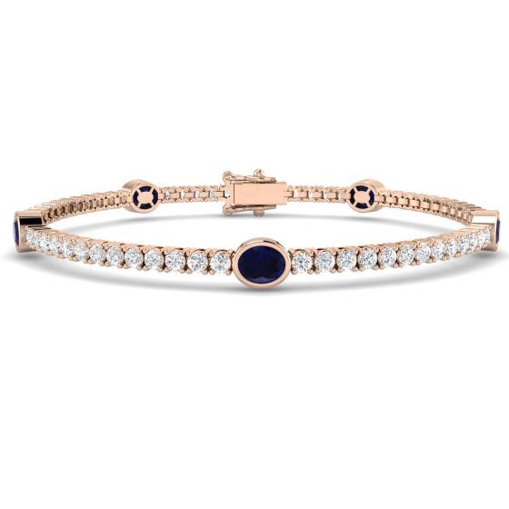 Armband mit ovalem, blauem Saphir