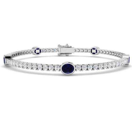 Armband mit ovalem, blauem Saphir