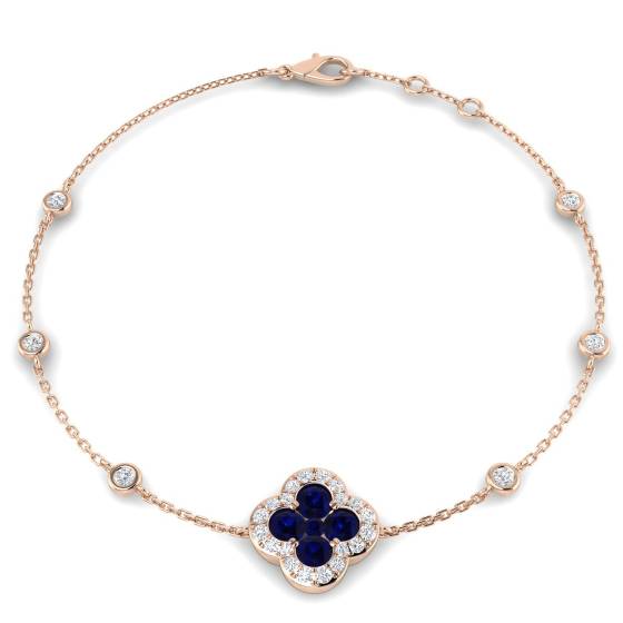 Armband mit rundem, blauem Saphir