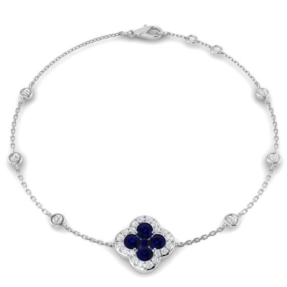 Armband mit rundem, blauem Saphir