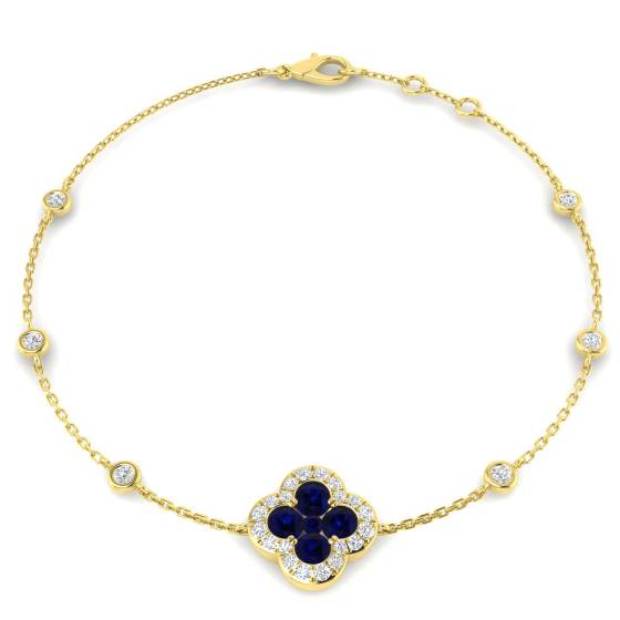 Armband mit rundem, blauem Saphir