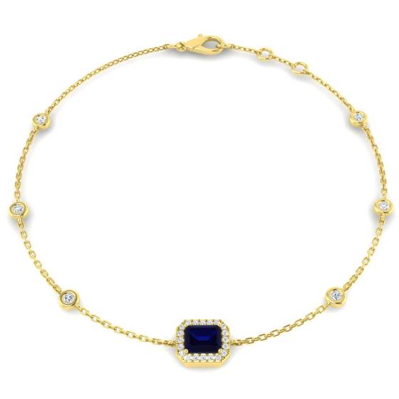 Armband mit rundem, blauem Saphir