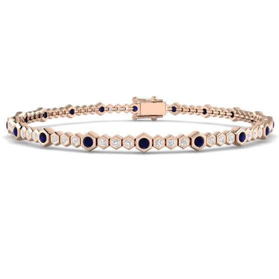 Armband mit rundem, blauem Saphir