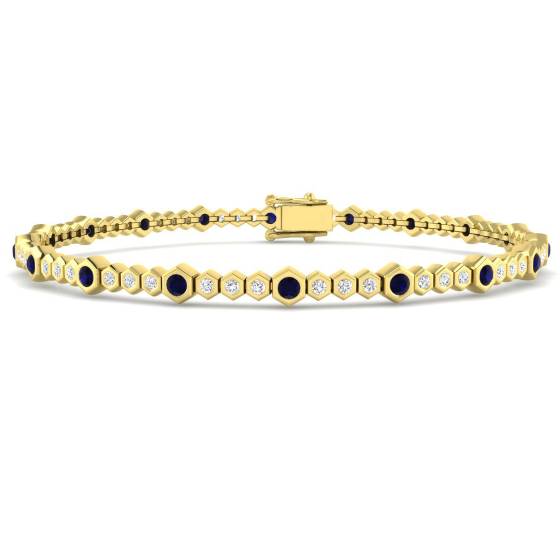 Armband mit rundem, blauem Saphir
