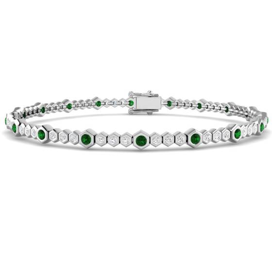 Armband mit rundem Smaragd-Edelstein