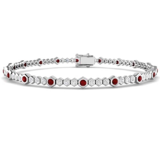 Armband mit rundem Rubin-Edelstein