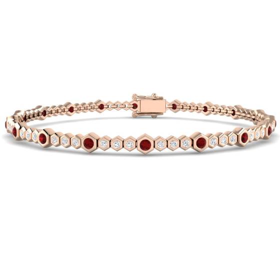 Armband mit rundem Rubin-Edelstein