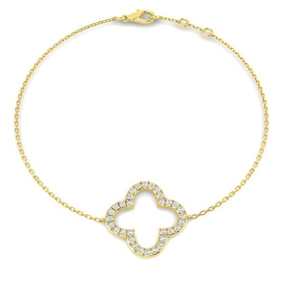0.35ct VVS/D-E Lab Grown Round Cut Diamond 7.5Inches Designer Bracelet in 9k Yellow Gold