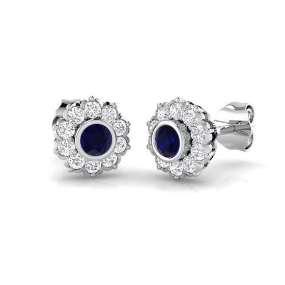 Ohrstecker mit rundem, blauem Saphir