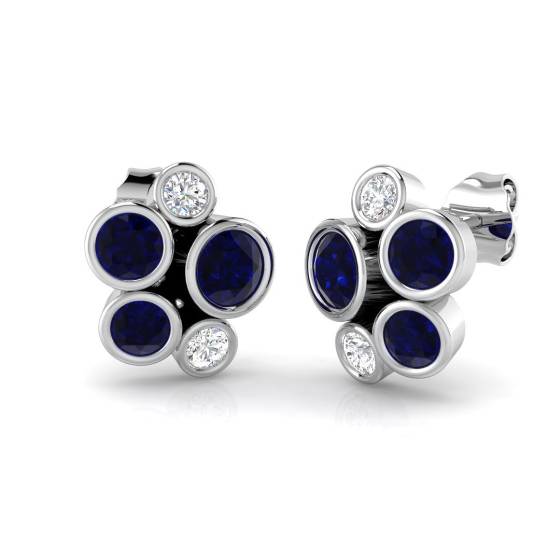 Ohrstecker mit rundem, blauem Saphir