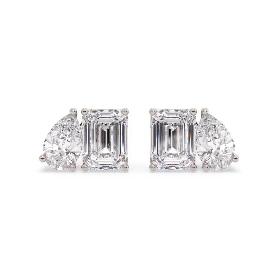 Birnenförmige Diamant-Ohrringe mit zwei Steinen