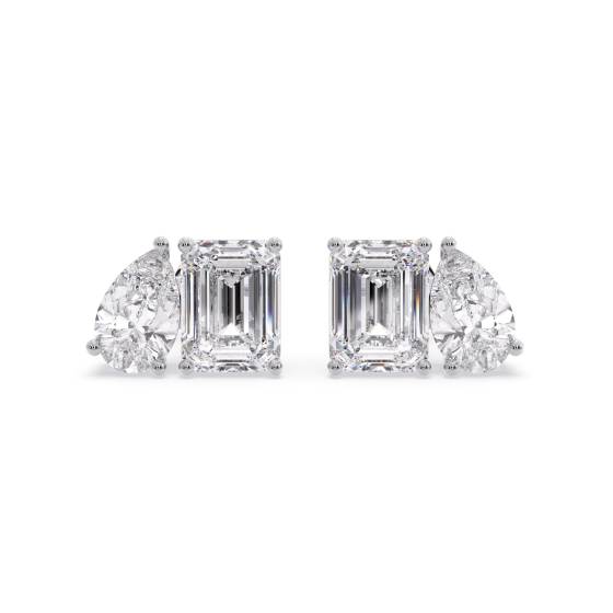 Birnenförmige Diamant-Ohrringe mit zwei Steinen