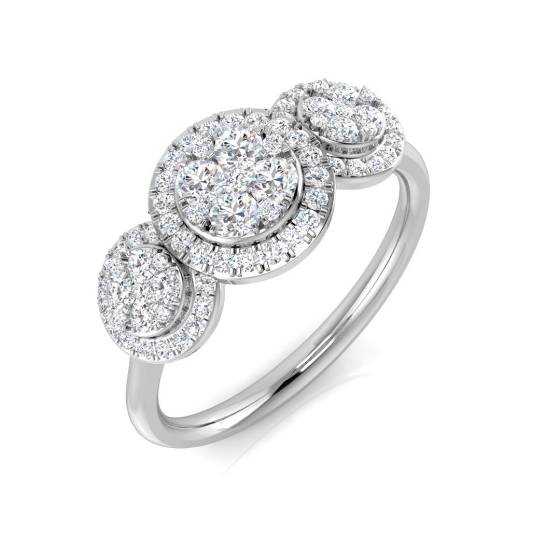 0,48 ct VS/E-F Rundschliff Naturdiamanten Cluster Trilogie Ring