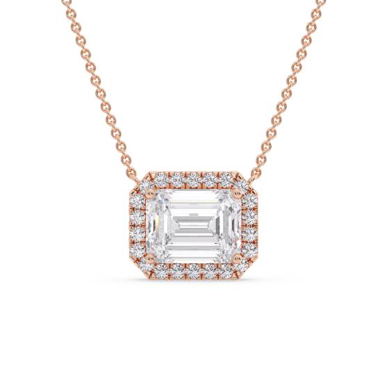 Halskette mit runden und Baguette-Diamanten