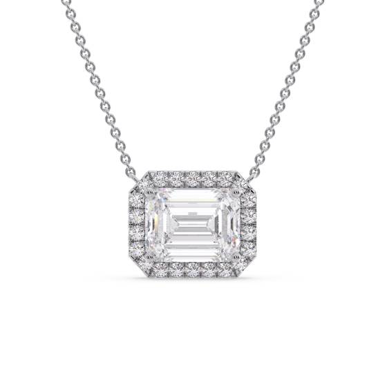 Halskette mit runden und Baguette-Diamanten