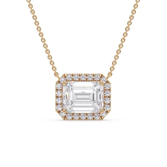 Halskette mit runden und Baguette-Diamanten