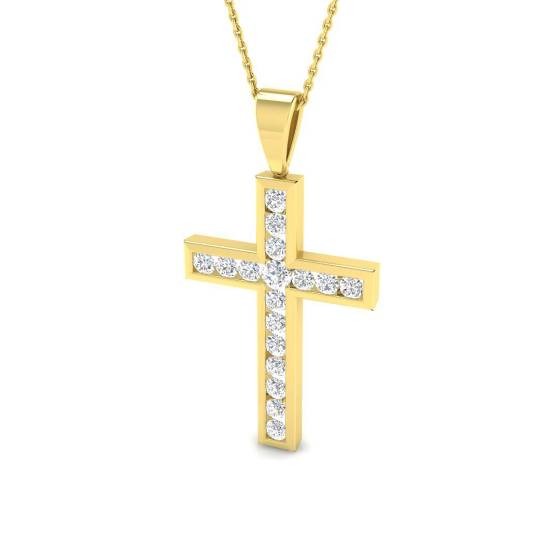 1.00ct VS/F-G Diamanten mit Rundschliff Kreuz-Anhänger