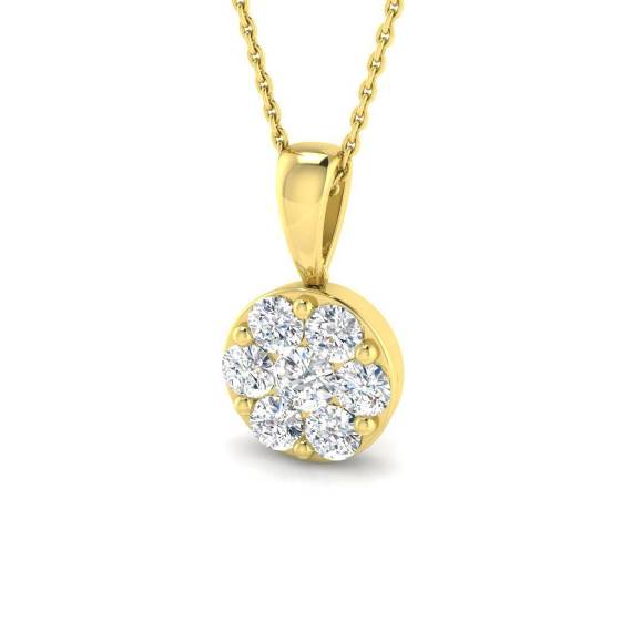 1.01ct VVS/E-F Lab Grown Round Cut Diamond Designer Pendant in 9k Yellow Gold