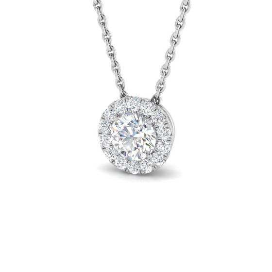 Halo-Anhänger mit runden, natürlichen Diamanten (0,45 ct, VS/E-F)
