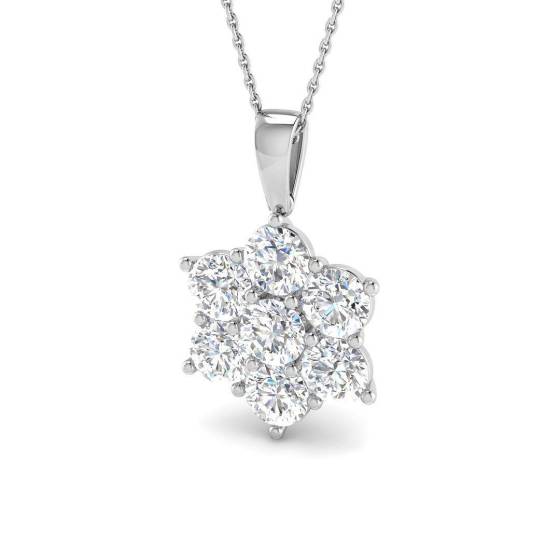 4.09ct VVS/D-E Lab Grown Round Diamond Starburst Multi Stone Pendant in 9k White Gold
