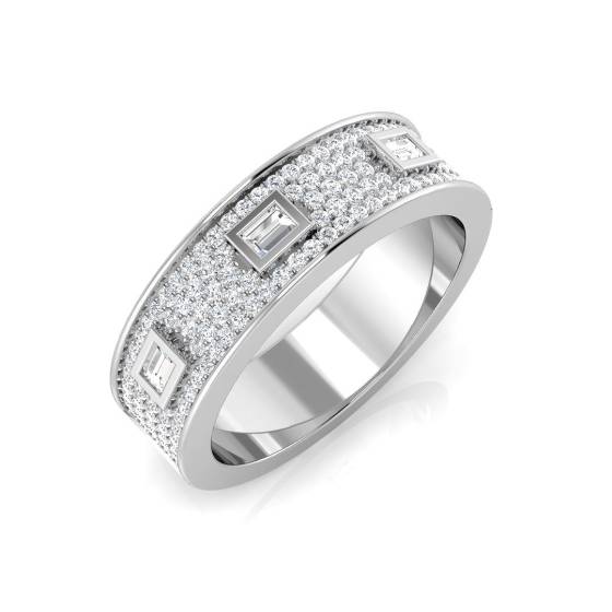 Round and Baguette Bezel Set Diamond Ring