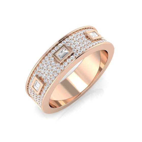 Round and Baguette Bezel Set Diamond Ring