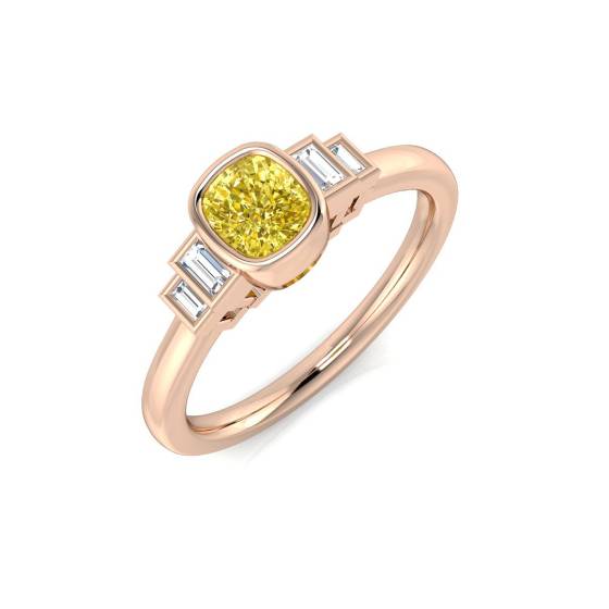 Ring mit kissenförmigem gelbem Diamanten im Zargenfassung