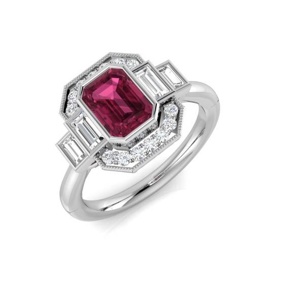 Ring mit smaragdgeschliffenem Turmalin-Edelstein in Zargenfassung
