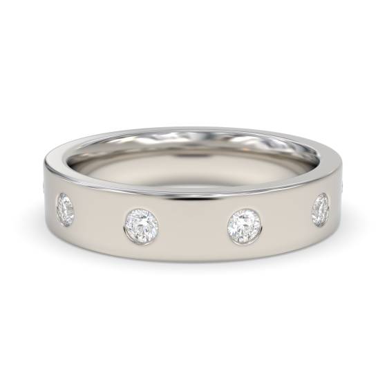 Halb-Ewigkeitsring mit rundem Diamanten in Zargenfassung