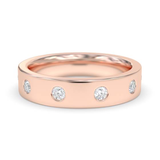 Halb-Ewigkeitsring mit rundem Diamanten in Zargenfassung