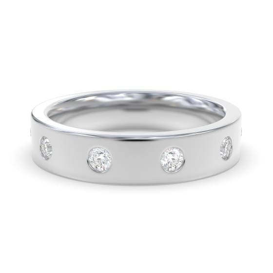 Halb-Ewigkeitsring mit rundem Diamanten in Zargenfassung