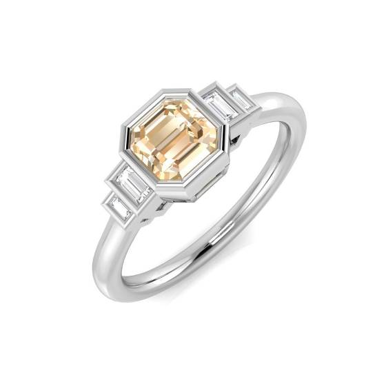 Ring mit Morganit-Edelstein im Kissenschliff und Zargenfassung