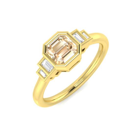 Ring mit Morganit-Edelstein im Kissenschliff und Zargenfassung