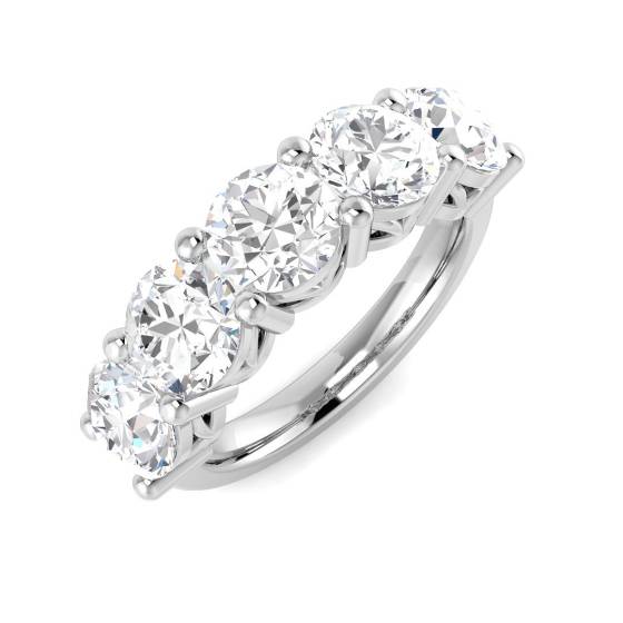 3.88ct VVS/D-E Lab Grown Round Diamond 5 Stone Ring in 9k White Gold