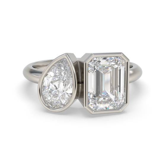 Zweistein-Diamantring mit Lünettenfassung