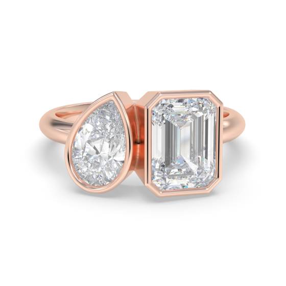 Zweistein-Diamantring mit Lünettenfassung
